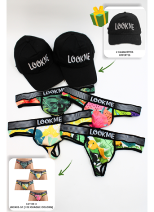 Pack 4 Strings Homme LM2402-57 LOOKME + 2 Casquettes Offertes